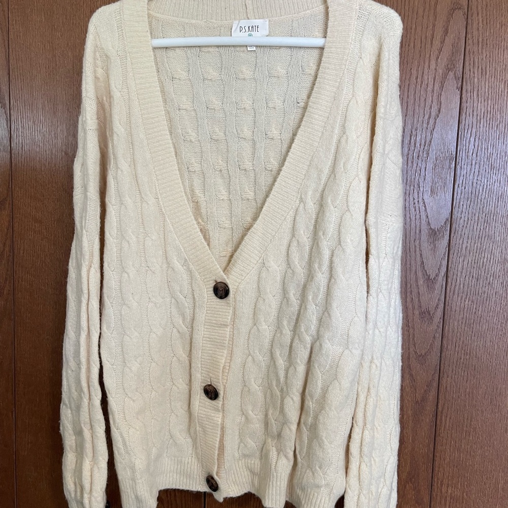 Cream Cable Knit Cardigan - cozy!!!